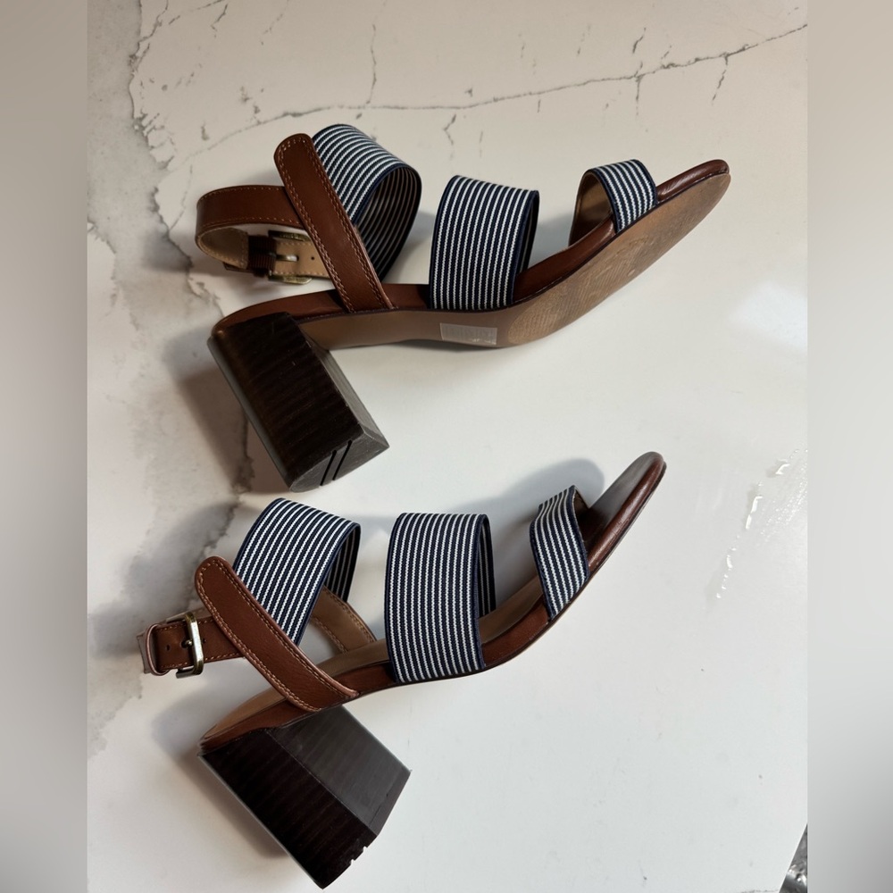 Market & Spruce Navy and Brown Striped Sandals - Picture 3 of 8